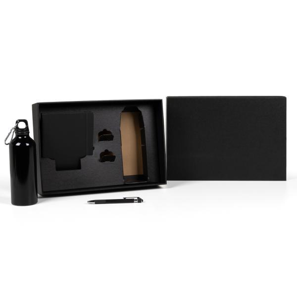 Kit squeeze, caderneta e caneta - preto - 3 pçs