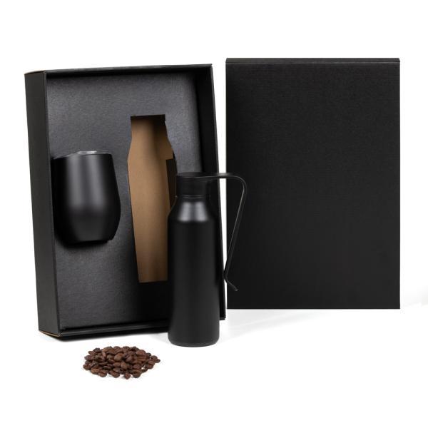 Kit garrafa e copo térmico - preto - 2 pçs