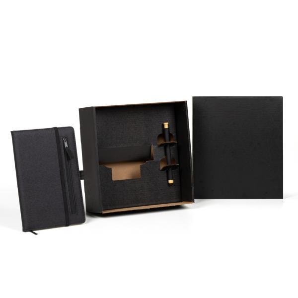Caderno p anotações com caneta - preto