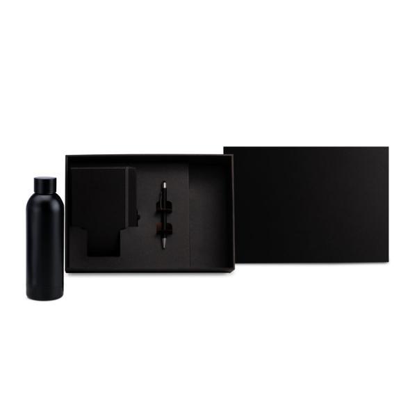 Kit garrafa, caderno e caneta - branco - 3 pçs