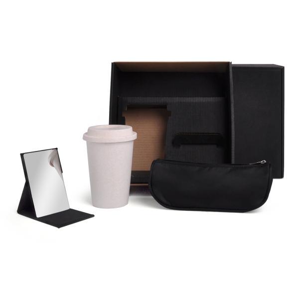 Kit necessaire, copo c tampa e espelho - 3 pçs