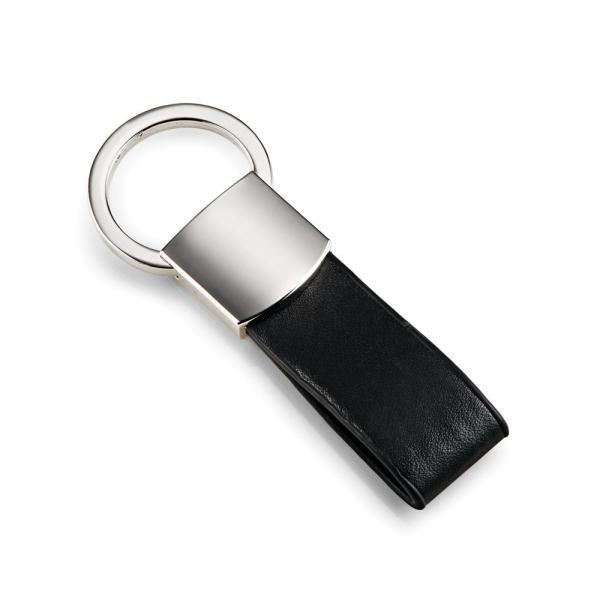 Chaveiro em metal e material sintético preto
