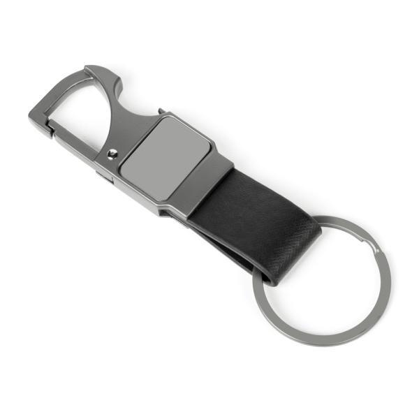 Chaveiro mosquetão cinza em metalpu