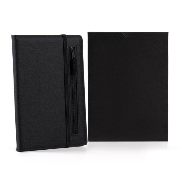 Caderno fsc c pauta e zíper - capa em rpet preto - 14x21cm