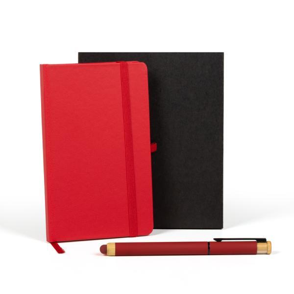 Caderneta p anotações com caneta - vermelho