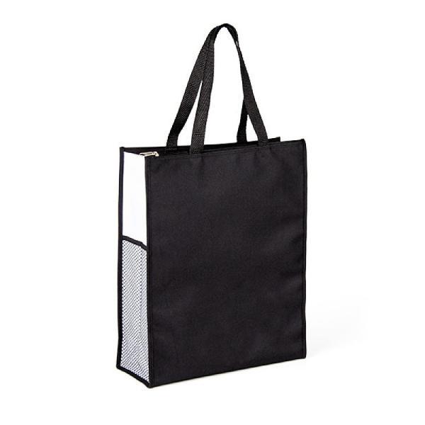 Sacola de mão em nylon 600 - pretavermelha